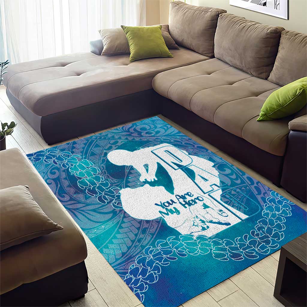 Turquoise Polynesia Father's Day Area Rug Dad You Are My Hero
