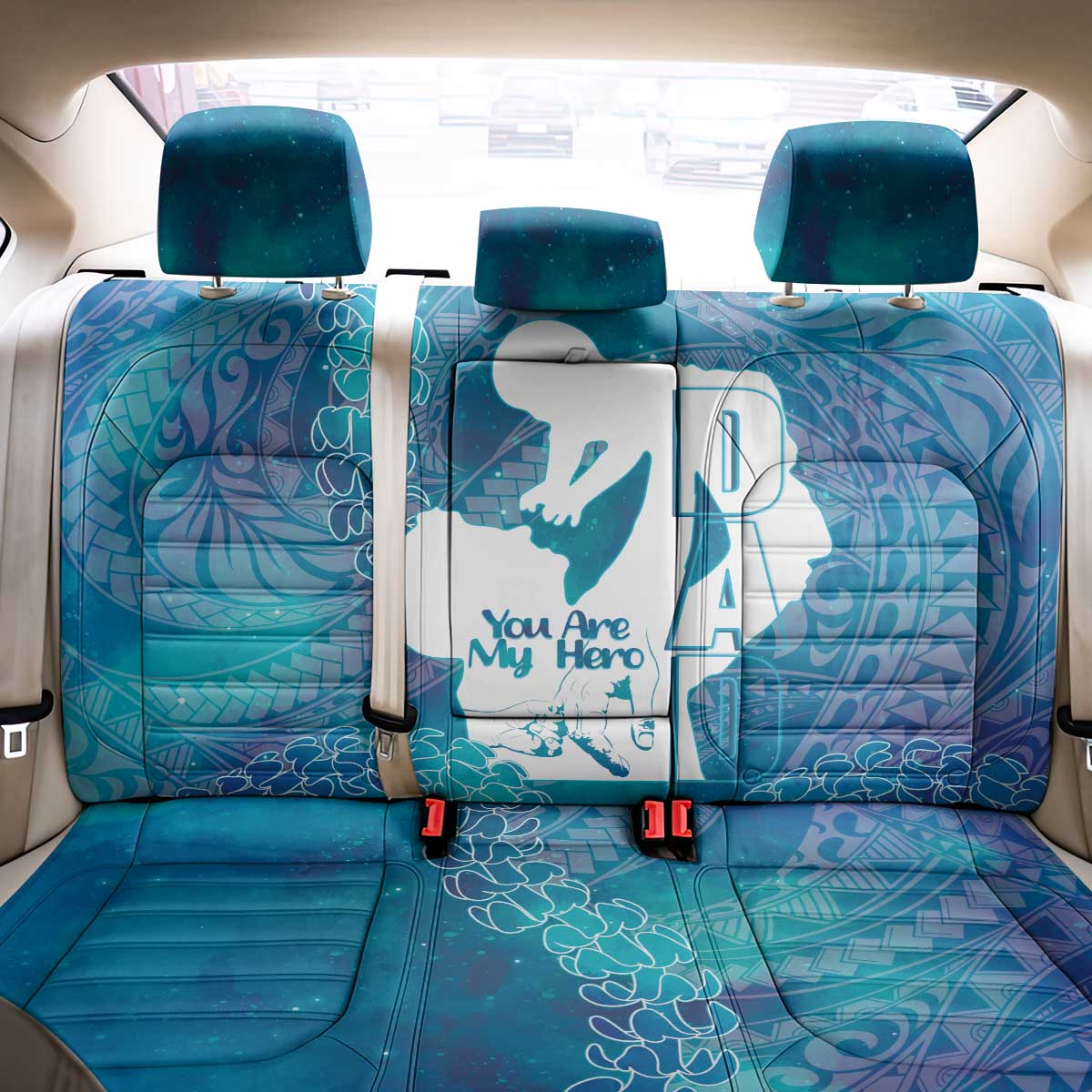 Turquoise Polynesia Father's Day Back Car Seat Cover Dad You Are My Hero