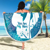 Turquoise Polynesia Father's Day Beach Blanket Dad You Are My Hero LT14 - Polynesian Pride
