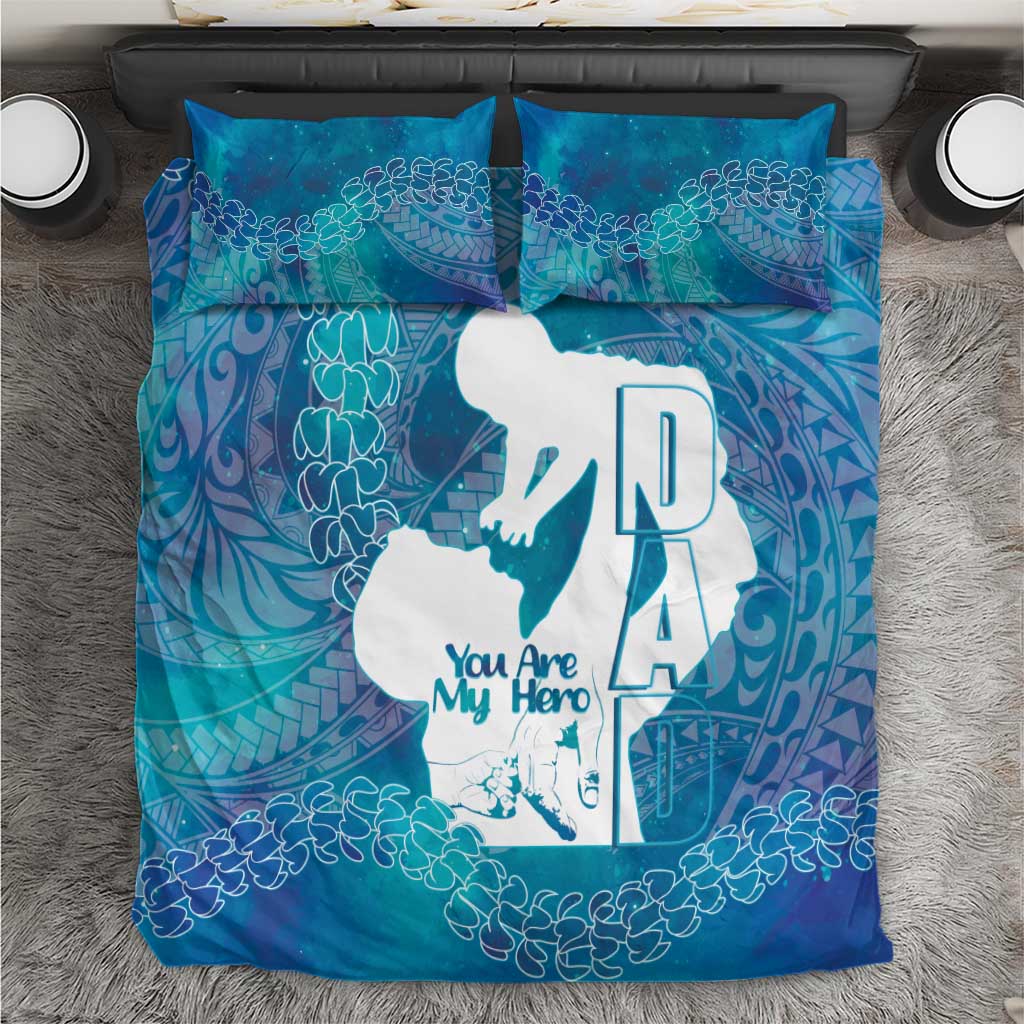 Turquoise Polynesia Father's Day Bedding Set Dad You Are My Hero