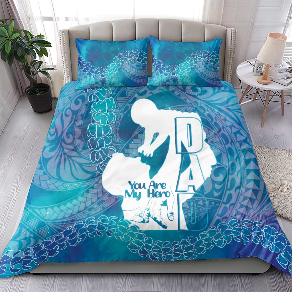 Turquoise Polynesia Father's Day Bedding Set Dad You Are My Hero