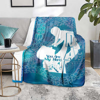 Turquoise Polynesia Father's Day Blanket Dad You Are My Hero