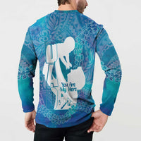 Turquoise Polynesia Father's Day Button Sweatshirt Dad You Are My Hero LT14 - Polynesian Pride