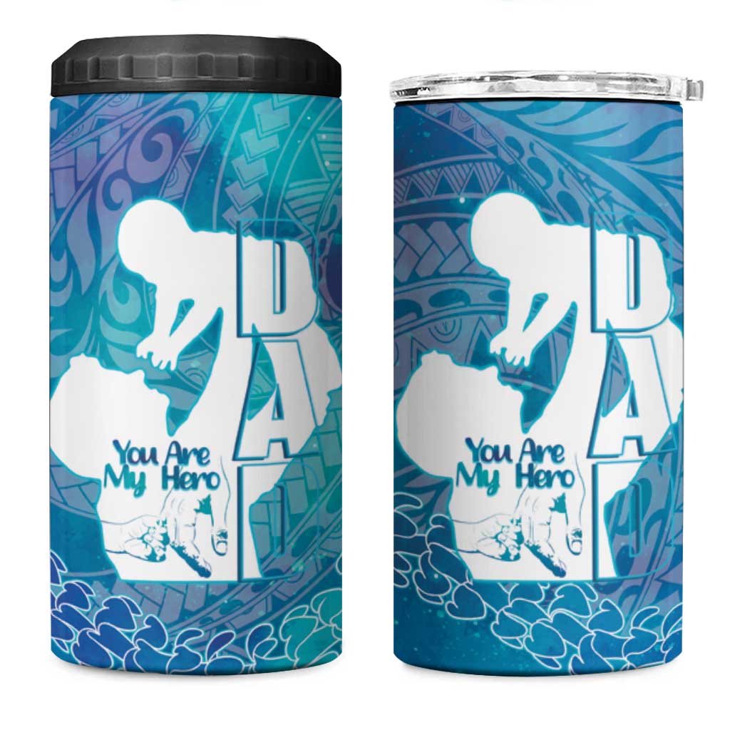 Turquoise Polynesia Father's Day 4 in 1 Can Cooler Tumbler Dad You Are My Hero LT14 One Size: 16 oz Turquoise - Polynesian Pride