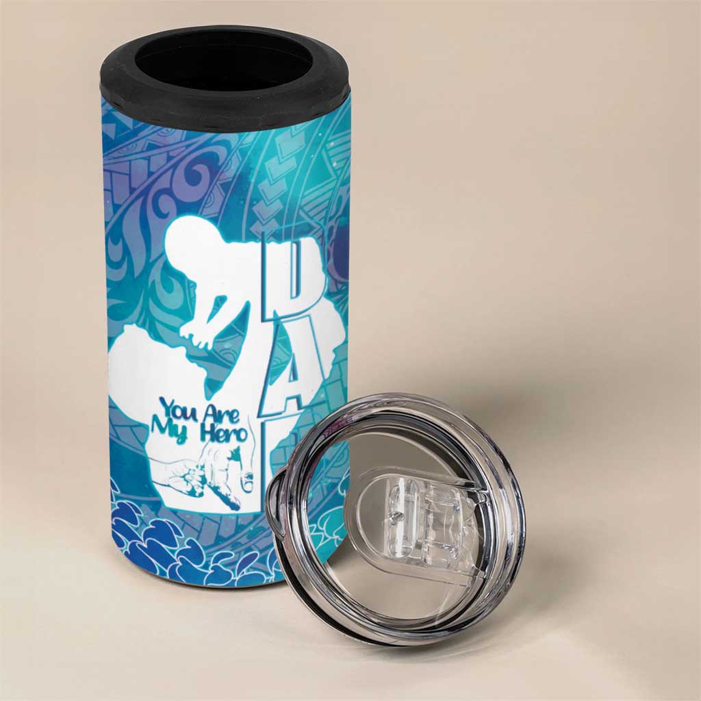 Turquoise Polynesia Father's Day 4 in 1 Can Cooler Tumbler Dad You Are My Hero LT14 - Polynesian Pride
