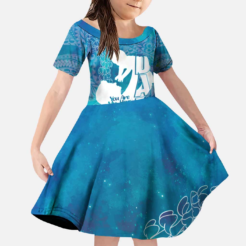 Turquoise Polynesia Father's Day Family Matching Short Sleeve Bodycon Dress and Hawaiian Shirt Dad You Are My Hero