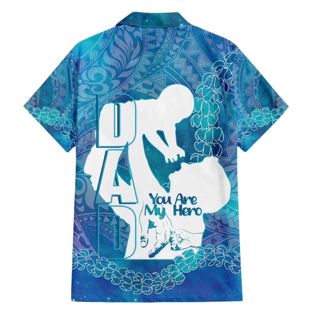 Turquoise Polynesia Father's Day Family Matching Summer Maxi Dress and Hawaiian Shirt Dad You Are My Hero
