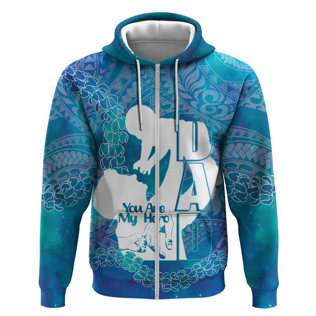 Turquoise Polynesia Father's Day Hoodie Dad You Are My Hero