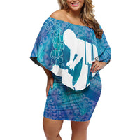 Turquoise Polynesia Father's Day Off Shoulder Short Dress Dad You Are My Hero