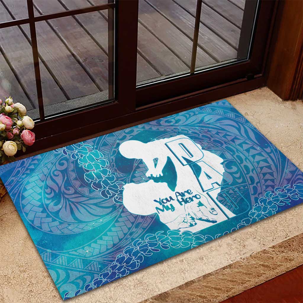 Turquoise Polynesia Father's Day Rubber Doormat Dad You Are My Hero LT14 - Polynesian Pride
