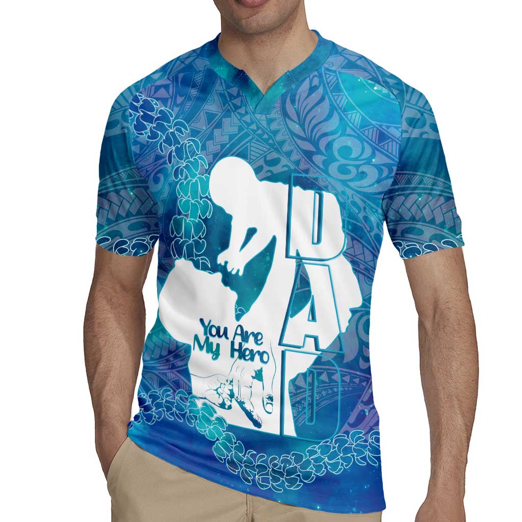 Turquoise Polynesia Father's Day Rugby Jersey Dad You Are My Hero LT14 - Polynesian Pride