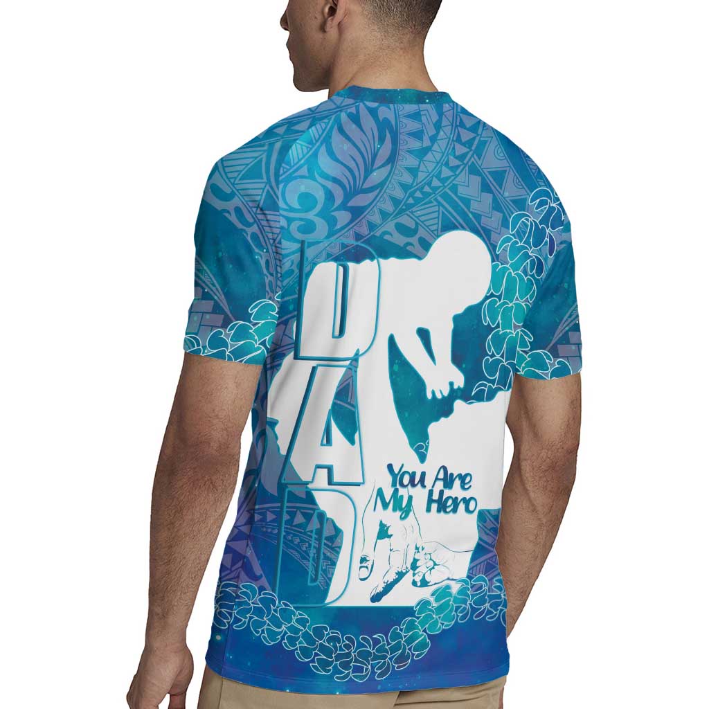 Turquoise Polynesia Father's Day Rugby Jersey Dad You Are My Hero LT14 - Polynesian Pride