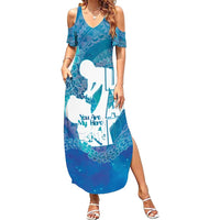 Turquoise Polynesia Father's Day Summer Maxi Dress Dad You Are My Hero