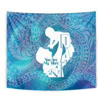 Turquoise Polynesia Father's Day Tapestry Dad You Are My Hero