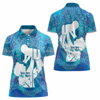 Turquoise Polynesia Father's Day Women Polo Shirt Dad You Are My Hero