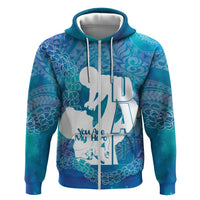 Turquoise Polynesia Father's Day Zip Hoodie Dad You Are My Hero