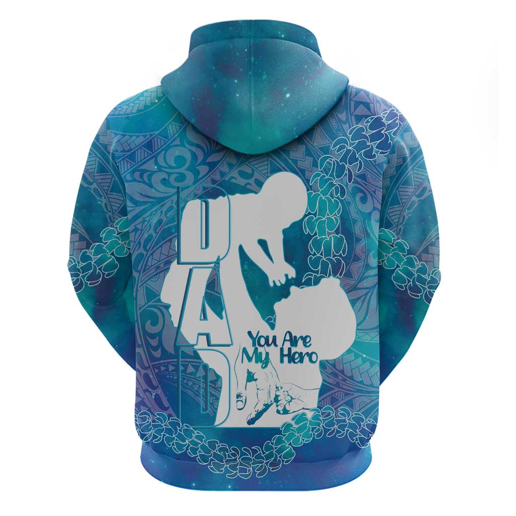 Turquoise Polynesia Father's Day Zip Hoodie Dad You Are My Hero