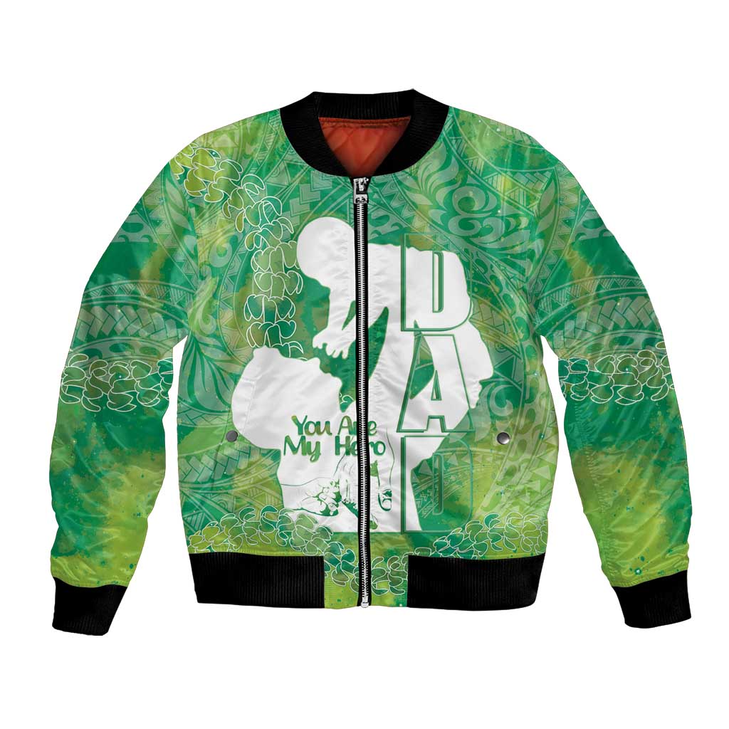 Green Polynesia Father's Day Bomber Jacket Dad You Are My Hero