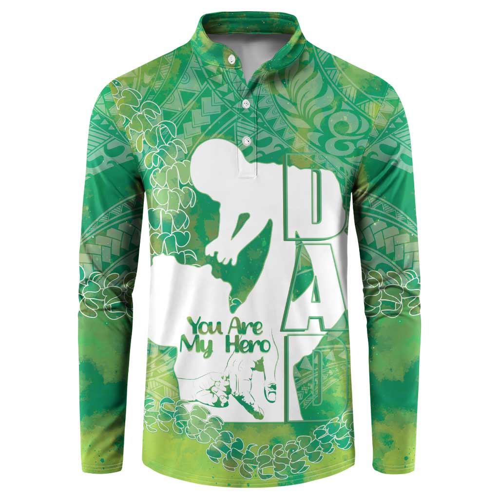 Green Polynesia Father's Day Button Sweatshirt Dad You Are My Hero LT14 Green - Polynesian Pride