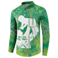 Green Polynesia Father's Day Button Sweatshirt Dad You Are My Hero LT14 - Polynesian Pride