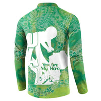 Green Polynesia Father's Day Button Sweatshirt Dad You Are My Hero LT14 - Polynesian Pride