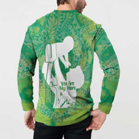 Green Polynesia Father's Day Button Sweatshirt Dad You Are My Hero LT14 - Polynesian Pride