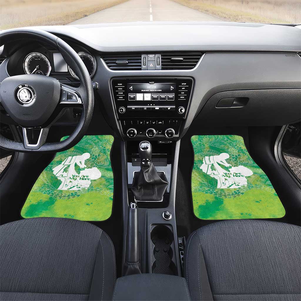 Green Polynesia Father's Day Car Mats Dad You Are My Hero LT14 Set 2pcs - Front Green - Polynesian Pride