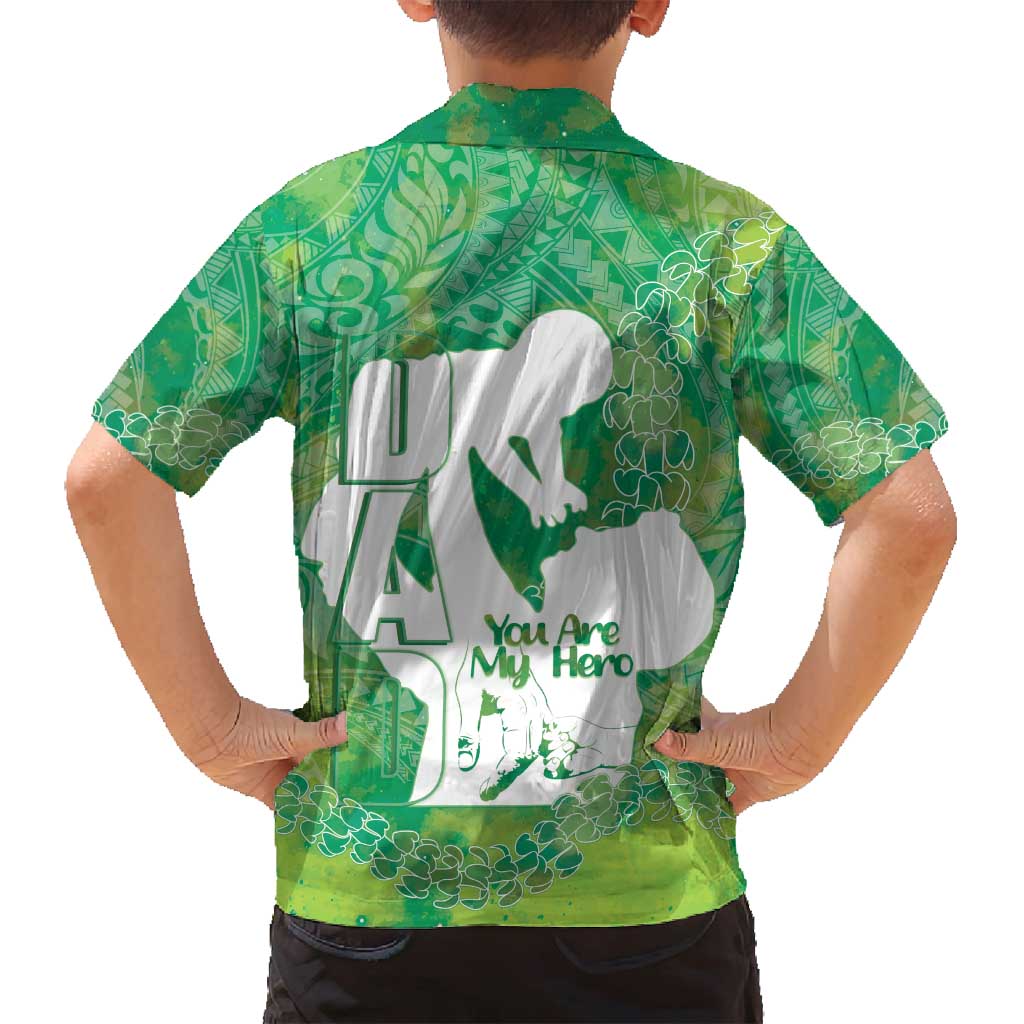 Green Polynesia Father's Day Family Matching Puletasi and Hawaiian Shirt Dad You Are My Hero