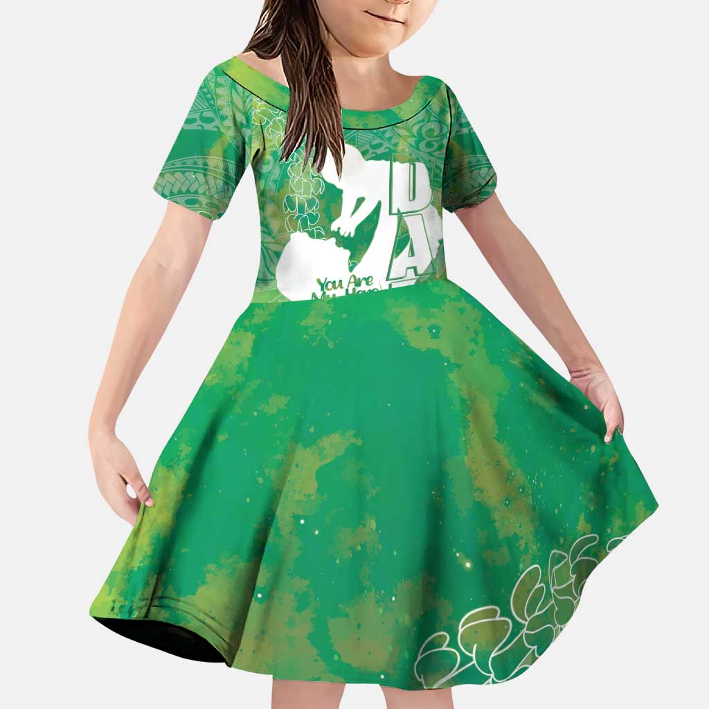 Green Polynesia Father's Day Family Matching Puletasi and Hawaiian Shirt Dad You Are My Hero