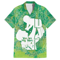 Green Polynesia Father's Day Family Matching Tank Maxi Dress and Hawaiian Shirt Dad You Are My Hero