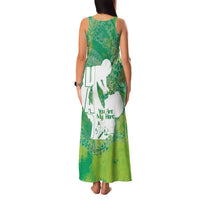 Green Polynesia Father's Day Family Matching Tank Maxi Dress and Hawaiian Shirt Dad You Are My Hero