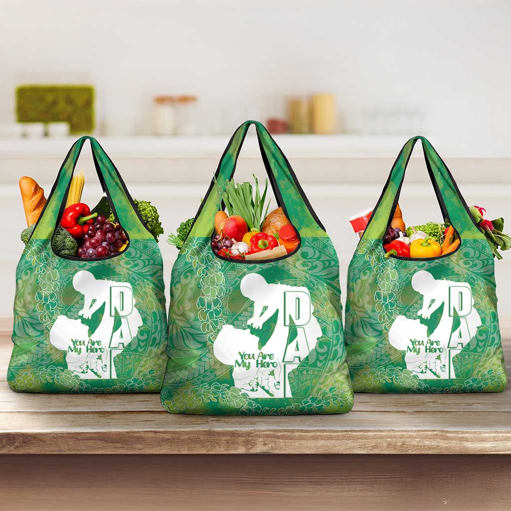 Green Polynesia Father's Day Grocery Bag Dad You Are My Hero LT14 3-pack One Size Green - Polynesian Pride