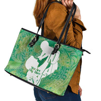 Green Polynesia Father's Day Leather Tote Bag Dad You Are My Hero