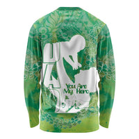Green Polynesia Father's Day Long Sleeve Shirt Dad You Are My Hero LT14 - Polynesian Pride
