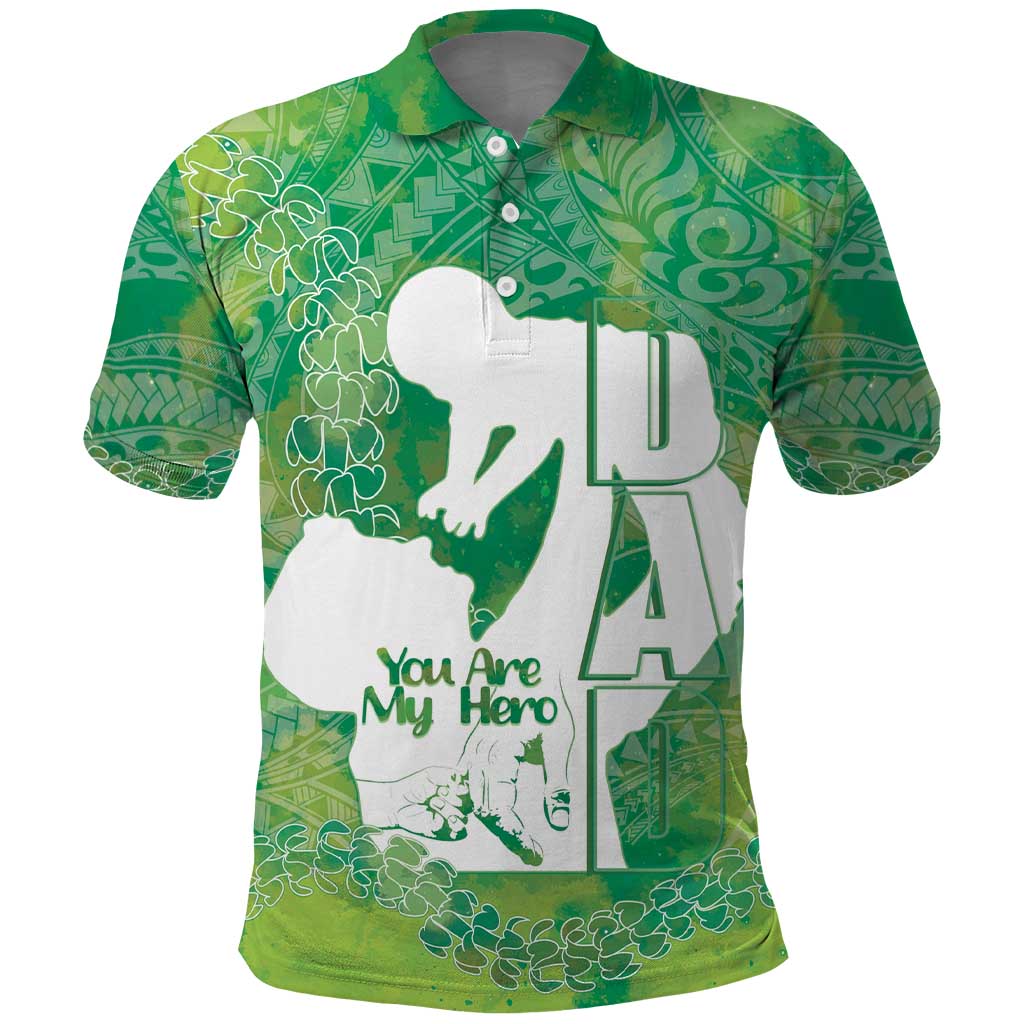 Green Polynesia Father's Day Polo Shirt Dad You Are My Hero