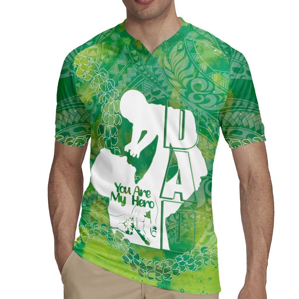 Green Polynesia Father's Day Rugby Jersey Dad You Are My Hero LT14 - Polynesian Pride