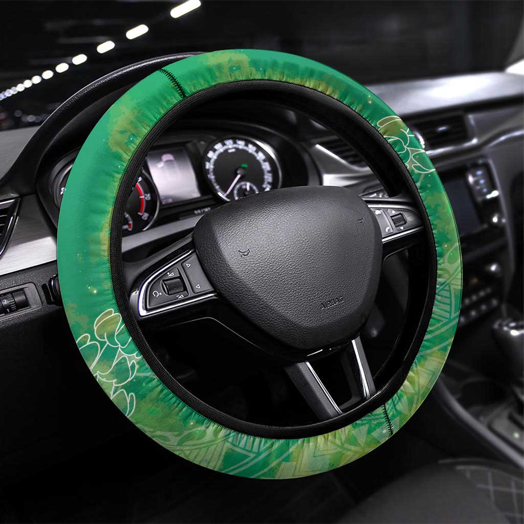 Green Polynesia Father's Day Steering Wheel Cover Dad You Are My Hero LT14 Universal Fit Green - Polynesian Pride