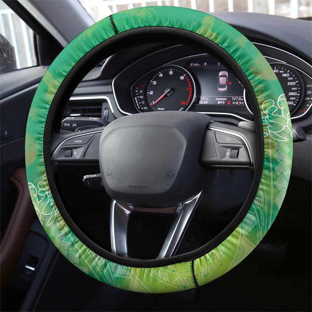 Green Polynesia Father's Day Steering Wheel Cover Dad You Are My Hero LT14 - Polynesian Pride