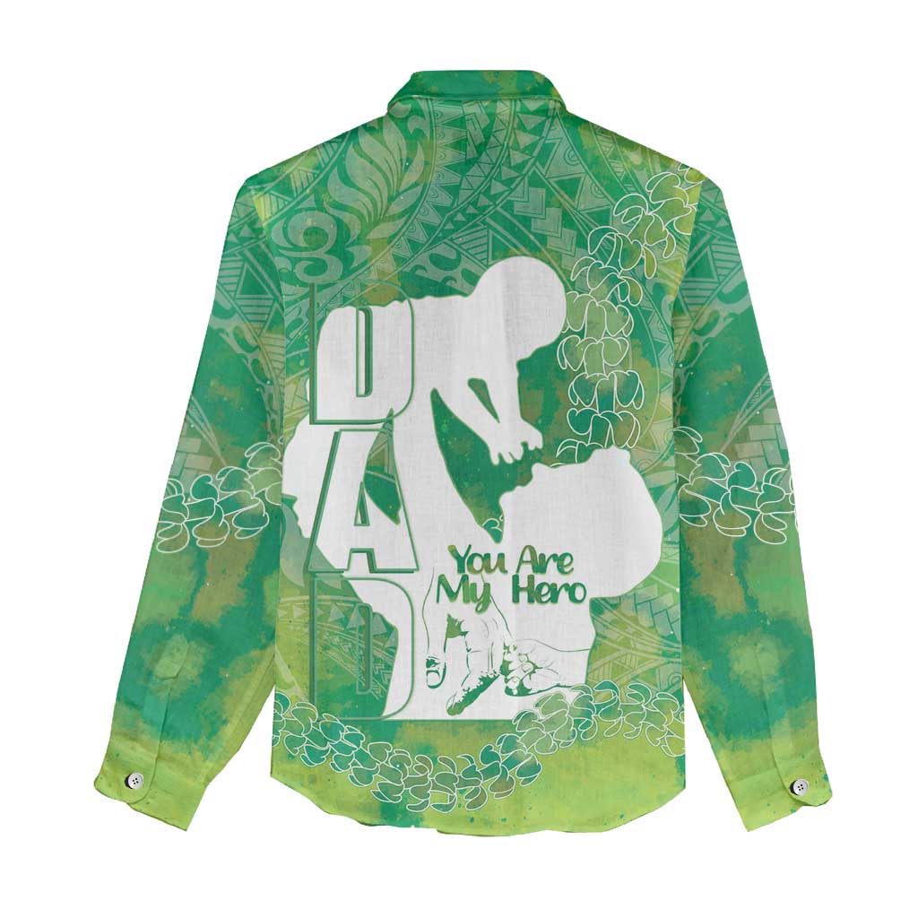 Green Polynesia Father's Day Women Casual Shirt Dad You Are My Hero