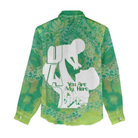 Green Polynesia Father's Day Women Casual Shirt Dad You Are My Hero