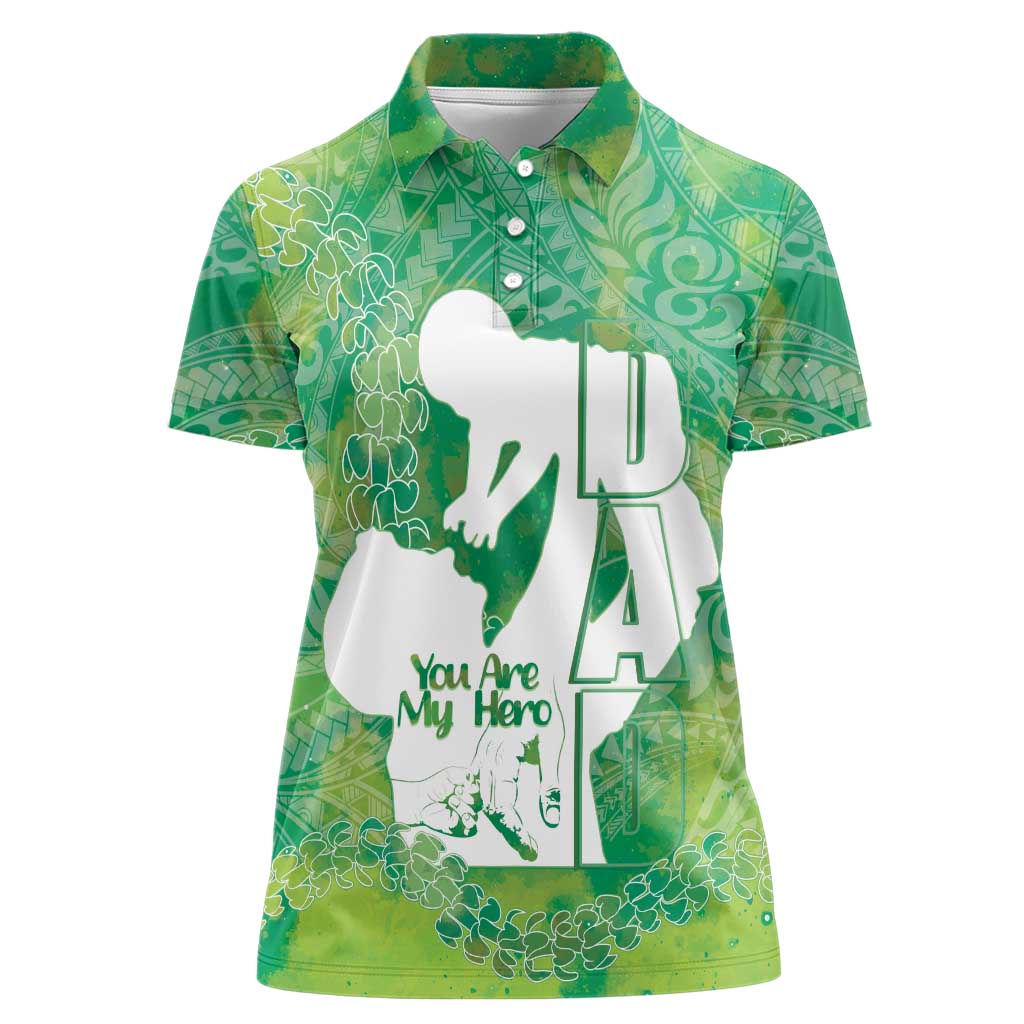 Green Polynesia Father's Day Women Polo Shirt Dad You Are My Hero