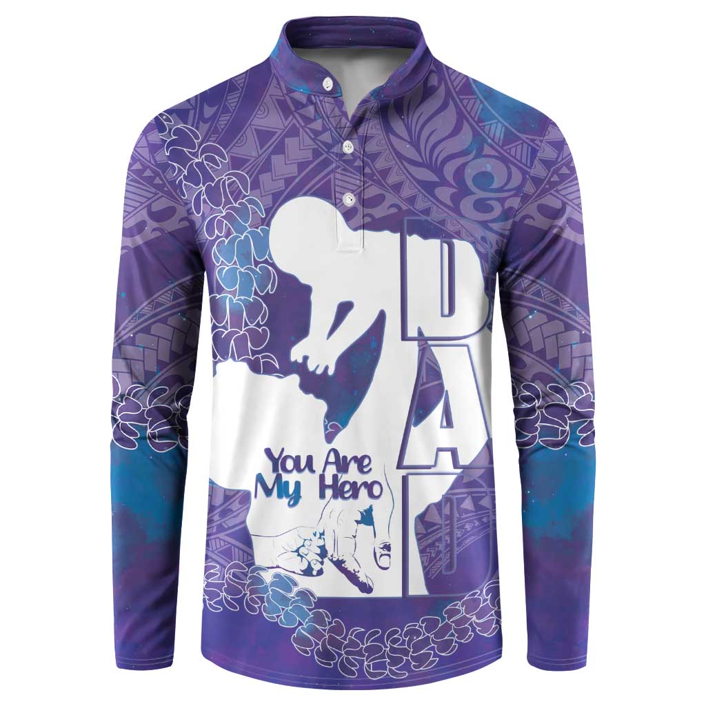Purple Polynesia Father's Day Button Sweatshirt Dad You Are My Hero LT14 Purple - Polynesian Pride