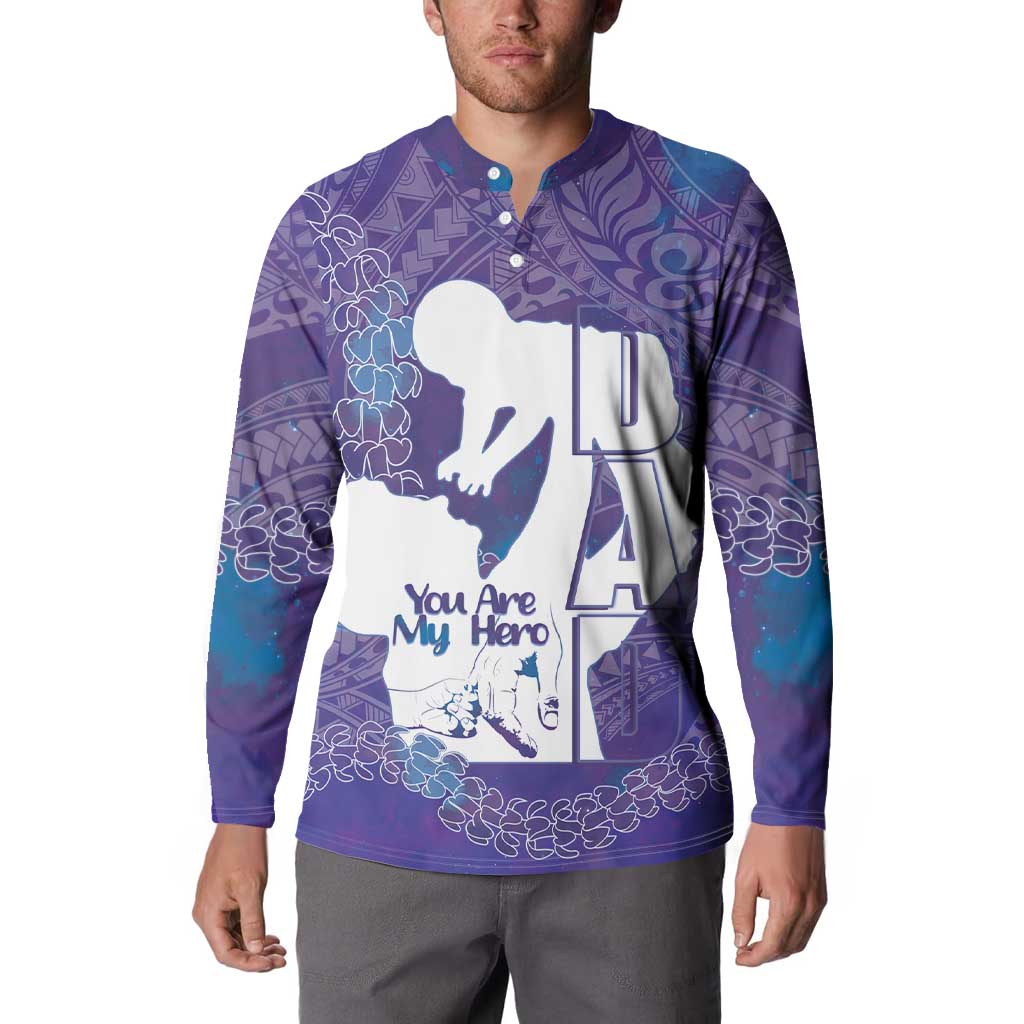 Purple Polynesia Father's Day Button Sweatshirt Dad You Are My Hero LT14 - Polynesian Pride