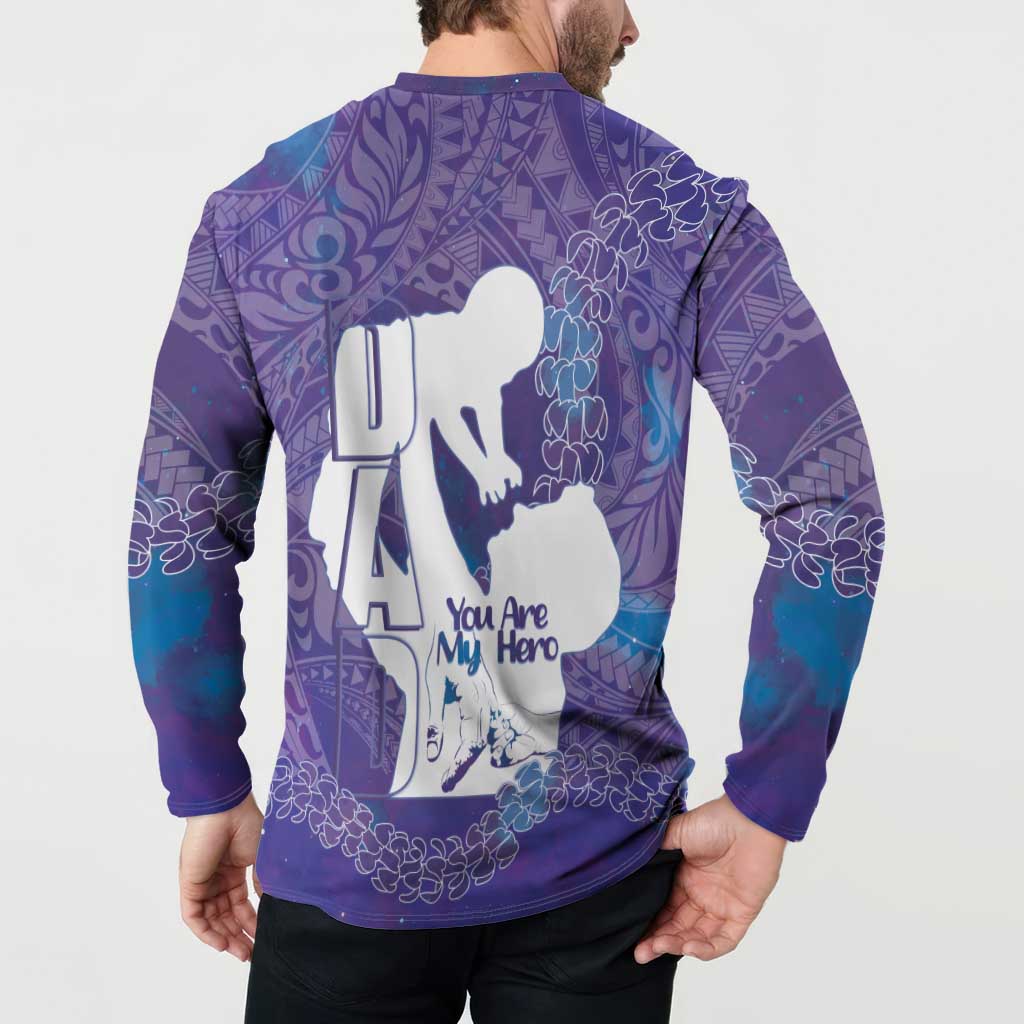 Purple Polynesia Father's Day Button Sweatshirt Dad You Are My Hero LT14 - Polynesian Pride