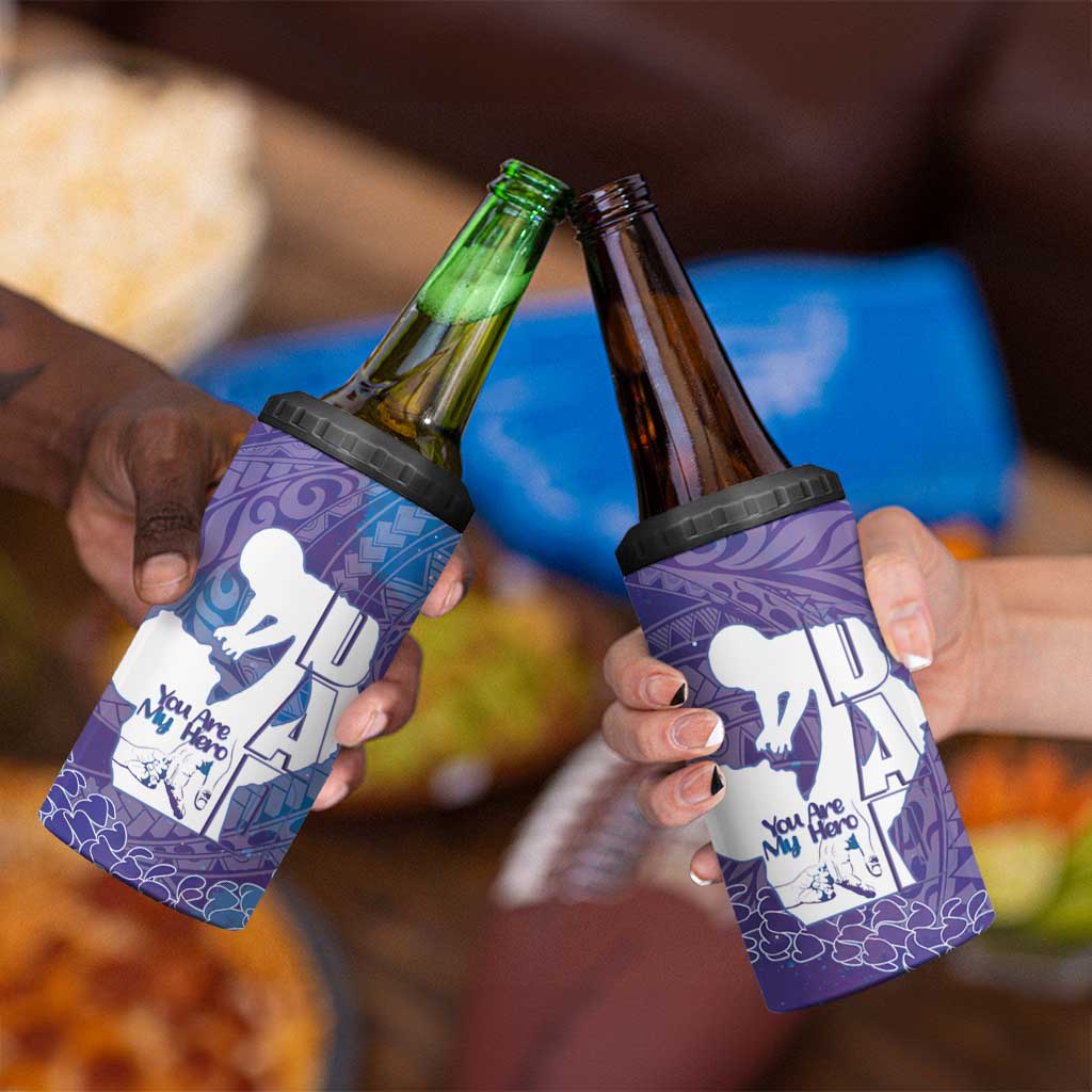 Purple Polynesia Father's Day 4 in 1 Can Cooler Tumbler Dad You Are My Hero LT14 - Polynesian Pride