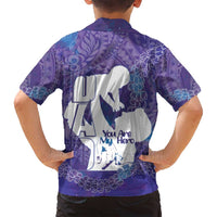 Purple Polynesia Father's Day Family Matching Long Sleeve Bodycon Dress and Hawaiian Shirt Dad You Are My Hero