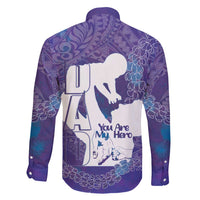 Purple Polynesia Father's Day Family Matching Long Sleeve Bodycon Dress and Hawaiian Shirt Dad You Are My Hero