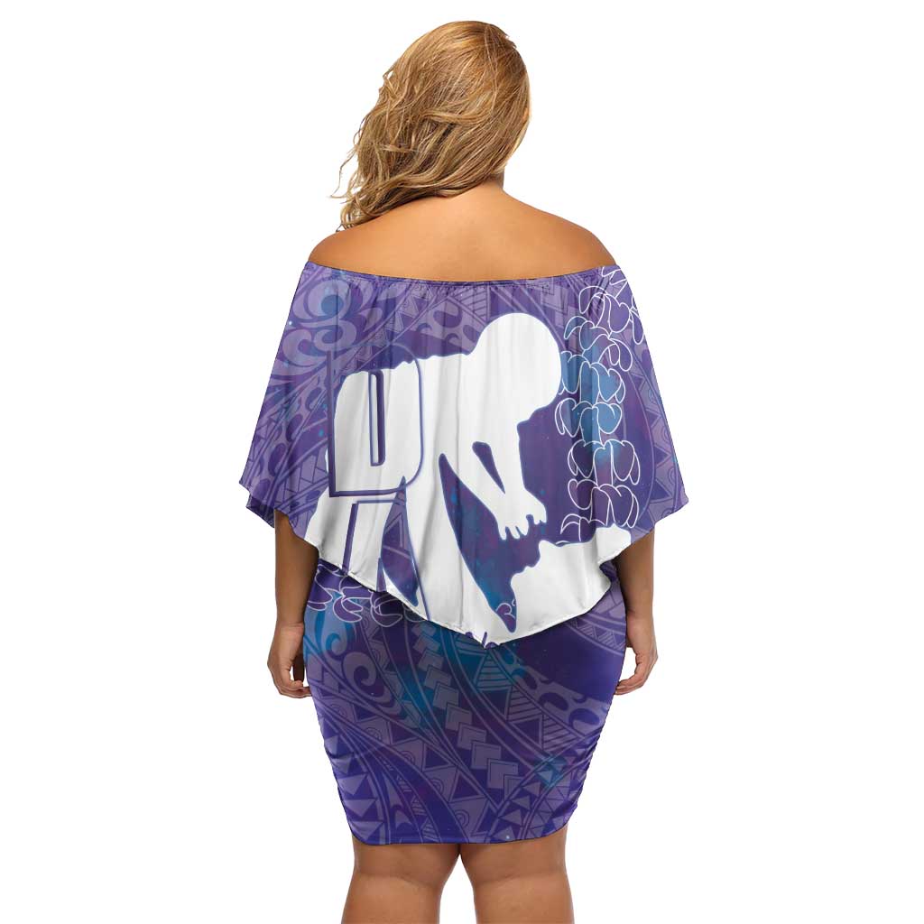 Purple Polynesia Father's Day Family Matching Off Shoulder Short Dress and Hawaiian Shirt Dad You Are My Hero