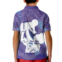Purple Polynesia Father's Day Kid Polo Shirt Dad You Are My Hero