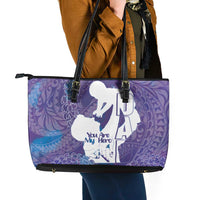 Purple Polynesia Father's Day Leather Tote Bag Dad You Are My Hero